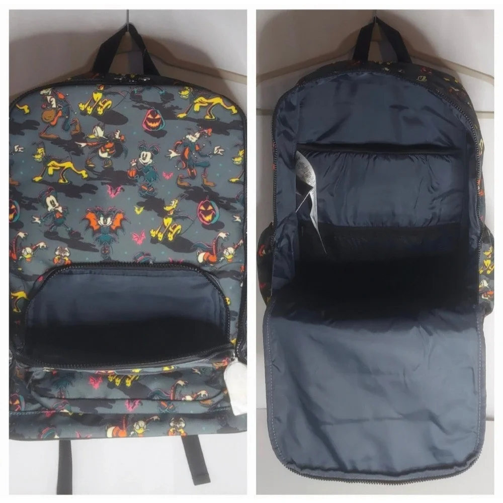 Disney Parks Halloween 2023 Mickey Canvas Backpack Glow Ghost Zipper Pulls NWT